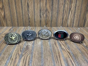 Vintage LOT Brass Belt Buckles - Texas Cowboy Oliver Tractor Pioneer - Picture 1 of 11