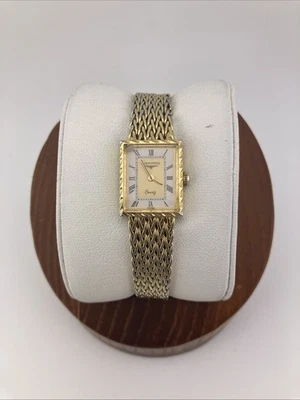 Vtg Longines Ladies 16mm Watch Gold Tone Tank Dial Mesh Style Band 6" - RUNS - Image 1 of 4