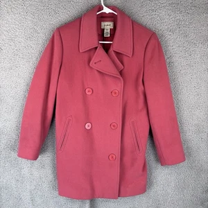 LL Bean Womens Wool Cashmere Blend Jacket Coat Size 6 Peacoat Coral Pink - Picture 1 of 8