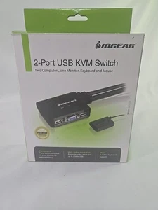 IOGEAR 2 Port USB KVM Switch Control Two Computers Monitor Keyboard Mouse GCS22U - Picture 1 of 9