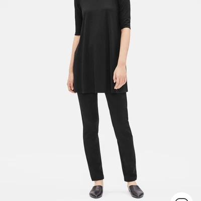 Eileen Fisher System Stretch Ponte Slim Pant Black Petite PS Doubleknit EEVS - Image 1 of 4