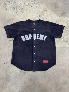 Supreme SS18 Corduroy Baseball Jersey Shirt L Rare Skateboard Skate Box Logo - Bild 1 von 10