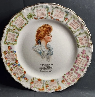 Plato Calendario Premium Publicidad 1909 J Griebel Grocer Carne Salada... Foto 1 de 4