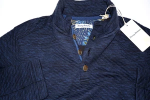 Tommy Bahama Acolchado Botón Cuello Simulado Sudadera Pullover Azul Nuevo Mediano M - Imagen 1 de 6