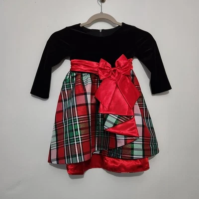 Праздничное платье для девочек ясельного возраста 3T редкие издания клетчатый бархатный тартан (маленькая коряга) - Изображение 1 из 4