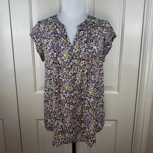 Fun2Fun Damen Top Gr. M transparent Henley ärmellos Chiffon Blumenmuster mehrfarbig - Bild 1 von 7