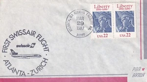 USA 1987 FIRST FLIGHT COVER FROM ATLANTA GA TO ZURICH SWITZERLAND - Picture 1 of 2
