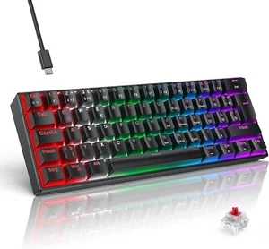 Mechanische Gaming Tastatur 60 Prozent QWERTZ Rote Schalter für PC Gamer C331 - Bild 1 von 9