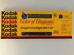 VTG NOS 1991 Kodak Color of Christmas 50 Light Extra Bright Add-A-Set 24' Decor - Picture 1 of 3