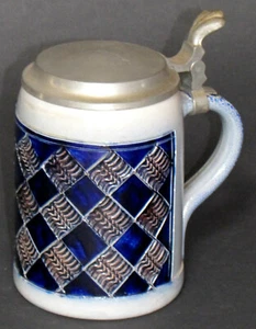 Schöner Bierkrug mit Zinndeckel aus Steingut - Handarbeit Made in Germany - Bild 1 von 6