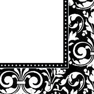 Formal Affair Black and White Damask Print Paper Lunch Napkins 16 Per Package - Picture 1 of 1