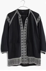 MADEWELL Size XS Embroidered Camelia Collarless Top Style E7463 $128 - Picture 1 of 14