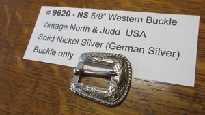 WESTERN Buckles North &Judd VINTAGE new USA Nickel Silver 3/4"and 1" 3 Piece set - Picture 1 of 38