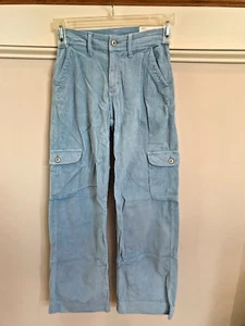 American Eagle super hoher Bund Baggy weites Bein blau Cargo Cord Hose 000 Neu mit Etikett - Bild 1 von 5