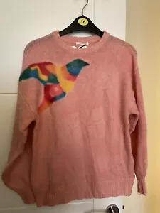 Zara girls bnwt pink knitted bird print jumper size 10-12 years - Picture 1 of 6