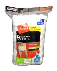 Hanes - Men's 9-Pk Tagless Briefs Comfort Flex Waistband White L/G (36-38") - Picture 1 of 3