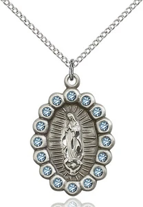 925 Sterling Silver Our Lady Guadalupe Virgin Mary Medal Necklace Pendant - Picture 1 of 1