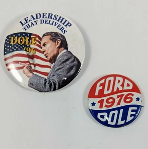 President Ford Dole 1976 GOP Political Campaign 1996 Pin Pinback Button Lot of 2 - Picture 1 of 3