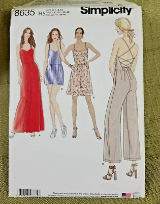 Dress Jumpsuit Romper Misses Simplicity 8635 Sewing Pattern, Size 6 8 10 12 14 - Image 1 of 4
