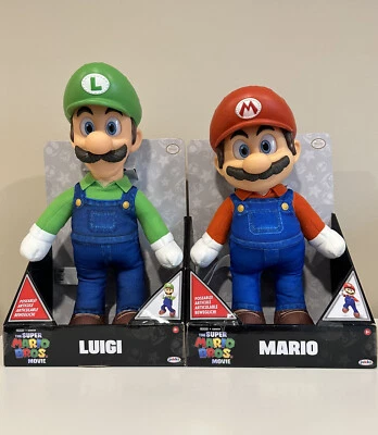 The Super Mario Bros Movie Mario and Luigi Poseable Plush Figures Set of 2 NEW - Image 1 of 4