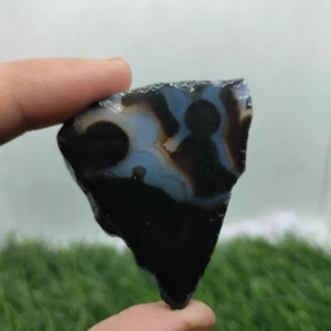 Piedra preciosa pulida de ágata de ónix con bandas negras naturales de 134 quilates, rebanada de ónix - Imagen 1 de 4