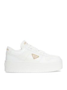 PRADA Downtown Bold $1120 White Leather Sneakers New And Authentic - Picture 1 of 5