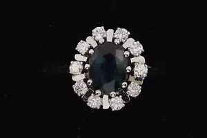 Wunderschöner 14 Karat Weißgoldring mit Diamanten 0,5ct. und intensiver Saphir - Bild 1 von 4