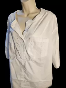 Cato Women’s Top 18-20W White Brocket Boho Cottage Style Blouse Plus Size - Picture 1 of 9
