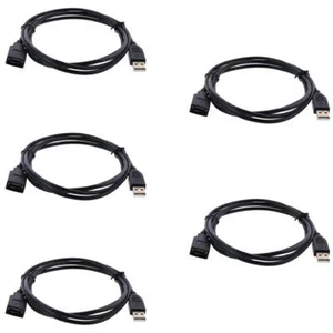 Pack of 5 Cables USB 2.0 Extension Cable A to A M/F 6 FT For PC or Mac Android - Picture 1 of 3