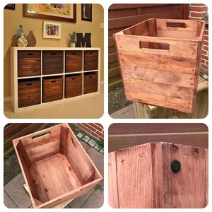 4 Holzkisten in Used braun für Kallax Regale 33x38x33cm Einsatz Aufbewahrungsbox - Bild 1 von 7