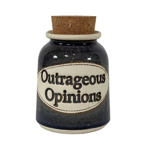 Dr. Brophy's Word Jar OUTRAGEOUS OPINIONS Ceramic Canister With Cork - Picture 1 of 10