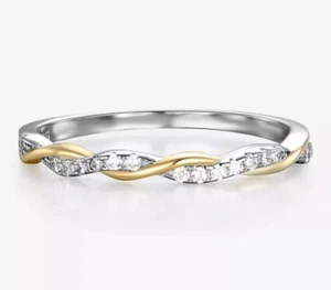 Half Eternity Band For Women Round Cut Lab Grown/CVD Diamond 14K Two Tone Gold - Picture 1 of 13