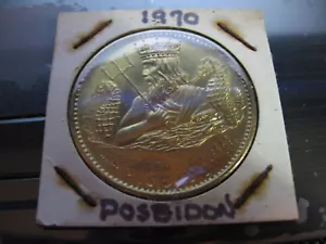 1970 poseidon dutch indiaman wood sailing ship heavy bronze mardi gras Doubloon - Picture 1 of 2