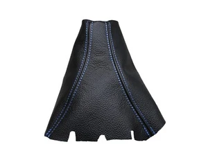 SEAT LEON (2005-2012) Soufflet Levier De Vitesse 100% Cuir - Couture Bleu Clair - Picture 1 of 1