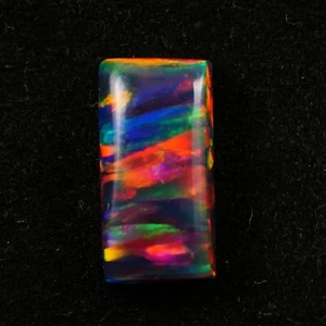 Black Fire Opal Baguette Cabochon 14x7 mm 3 Cts  Australian Loose Gemstone - Picture 1 of 4