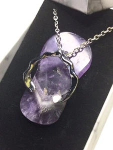 Amethyst Thong Pendant with 40cm S/S chain and velvet lined gift box - Picture 1 of 6