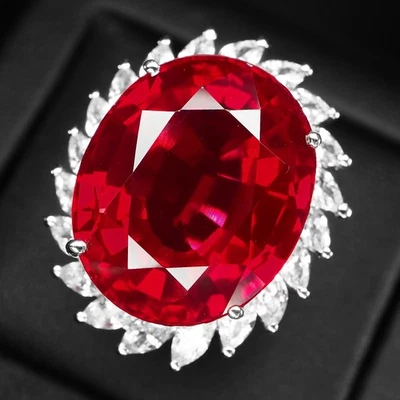 Anelli fatti a mano in argento sterling 925 con tormalina rossa viva... - Immagine 1 di 4