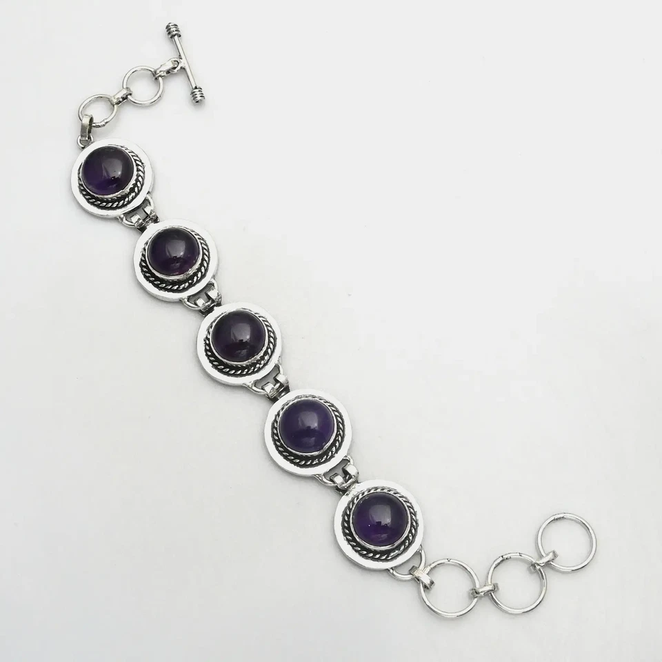 Pulsera étnica hecha a mano de piedras preciosas amatista 32 Gms para Año Nuevo AB 25860 Foto 1 de 1