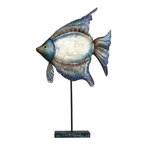 Capiz & Metall Angelfish Ständer beige/blau 14,5x12x2" - Bild 1 von 1