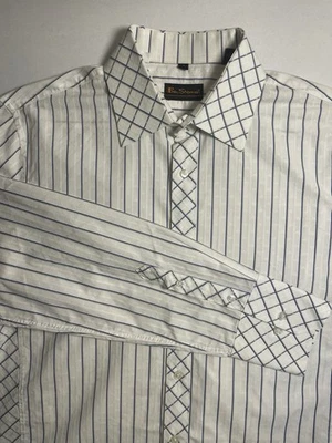 Camisa Ben Sherman Para Hombre Algodón Manga Larga Rayas Algodón Abotonada Grande Foto 1 de 4