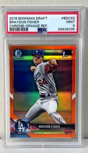 2018 Bowman Chrome Draft Braydon Fisher Orange Refractor #'d 2/25 PSA 9 - Picture 1 of 2