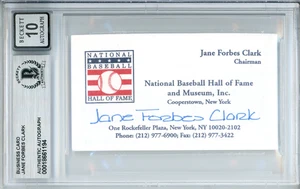 Tarjeta de visita firmada por silla de béisbol Jane Forbes Clark Beckett automática 10 BAS *4 - Imagen 1 de 2