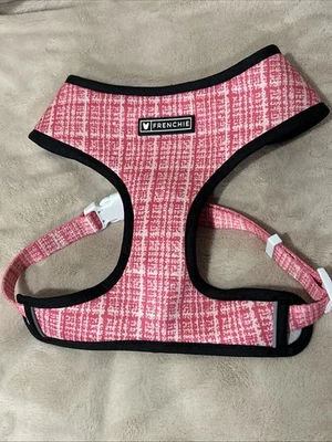 "Arnés ajustable reversible para perros FRENCHIE DUO cuello XL 16-17,5"" rosa a cuadros nuevo sin etiquetas" Foto 1 de 4