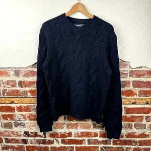 Vintage Abercrombie Fitch Pullover Gr. Medium Blau Wolle Baumwolle Zopfmuster Pulli - Bild 1 von 5
