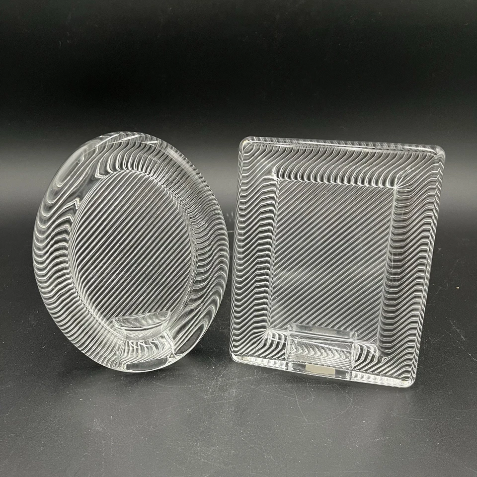 Set of 2 Vintage MIKASA Art Deco Picture Frame Crystal Ribbed Rectangle & Oval - Image 1 of 4