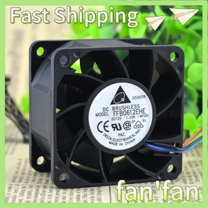 1X Delta DC Brushless 12V 1.2A 60*60*38mm 3 wire Fan FFB0612EHE Fast Delivery - Afbeelding 1 van 3