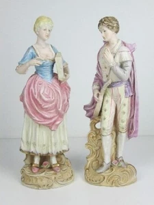 French Porcelain Statue Man and Woman Hand Painted Vintage XX Century - Picture 1 of 10