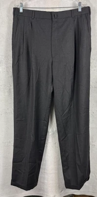 Pantalón de vestir Brooks Brothers polar dorado a medida para hombre lana negro puño 35x32 Foto 1 de 4