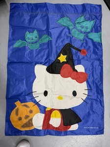 Vintage 2001 Sanrio Hello Kitty Halloween Hexe Flagge Banner Kürbis Fledermäuse Japan - Bild 1 von 3