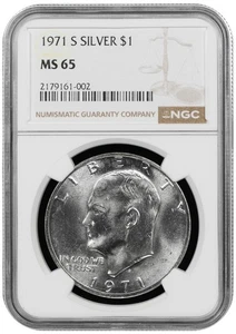Dólar astilla Eisenhower 1971 S clasificado por NGC MS 65 - Imagen 1 de 2